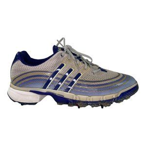 Adidas Powerband Chassis Sport Golf Shoes Soft Spikes Men 9.5 Tan Blue